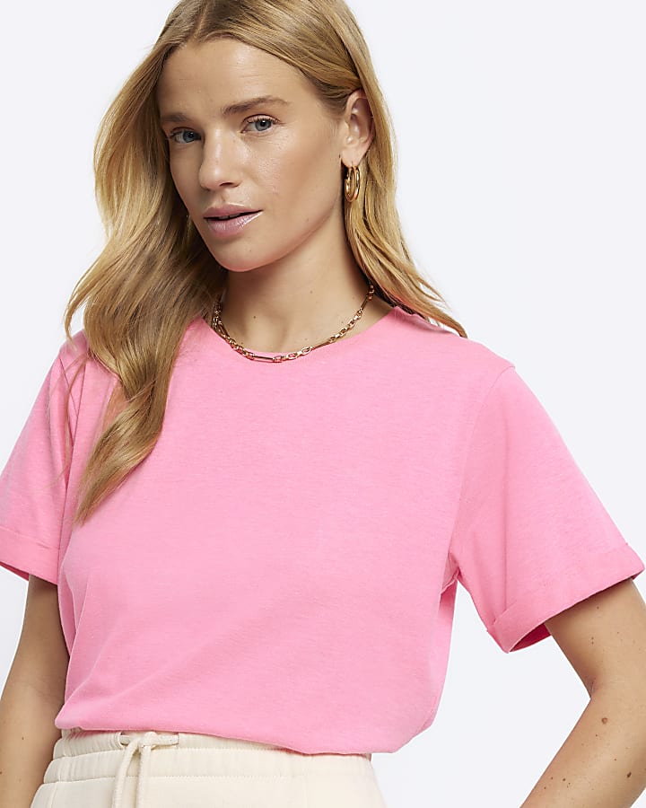 Pink crew neck t-shirt