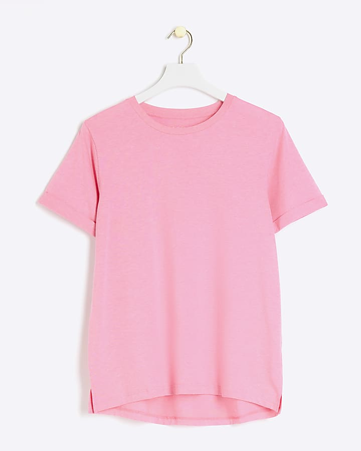 Pink crew neck t-shirt