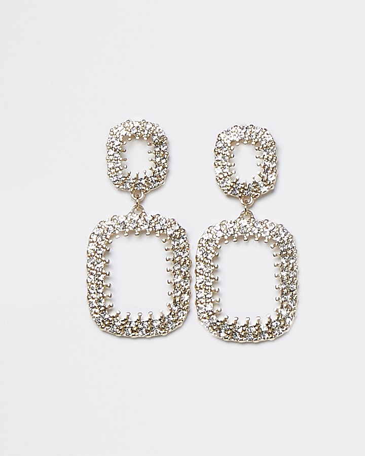 Gold Diamante Drop Earrings
