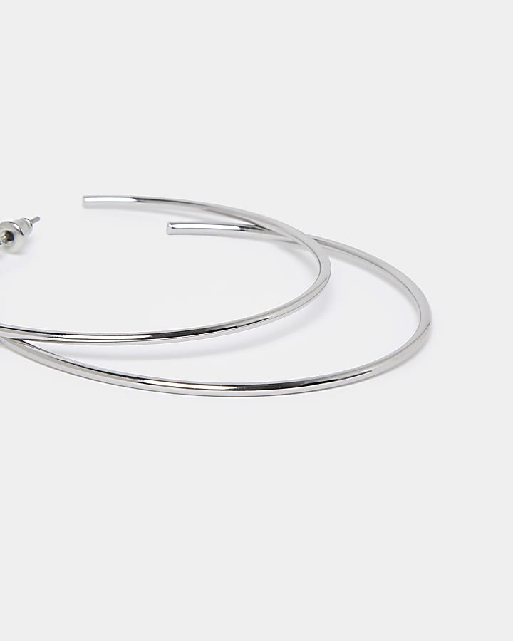 Silver Thin Hoop Earrings