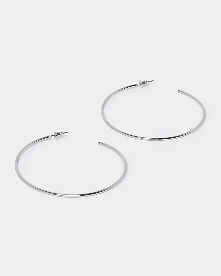 Silver Thin Hoop Earrings