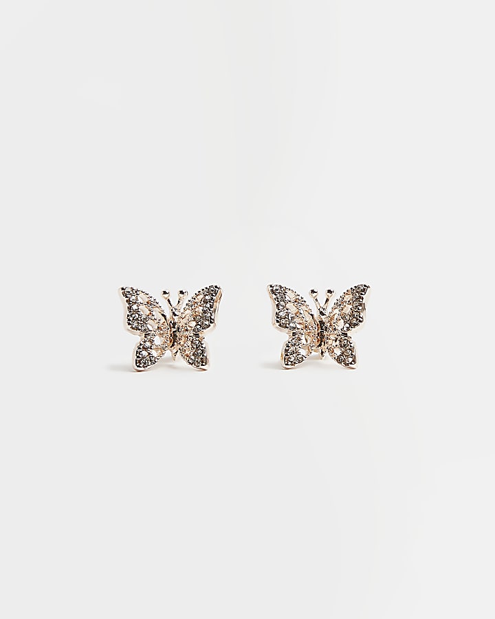 Rose Gold Butterfly Studs