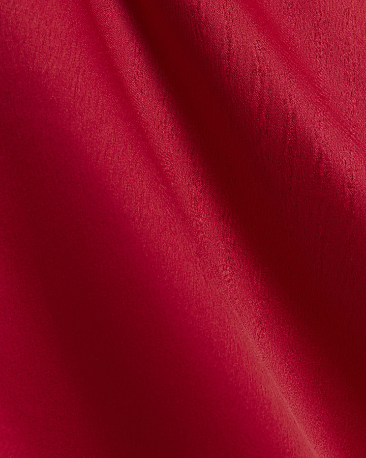 Red Cowl Neck Belted Slip Dress