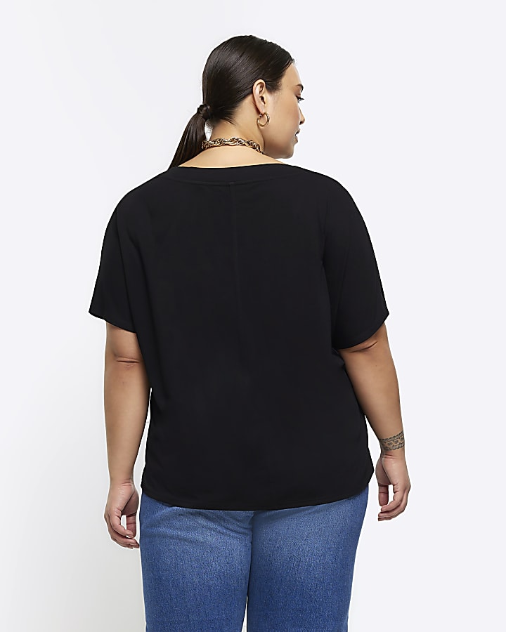 Plus black V neck t-shirt