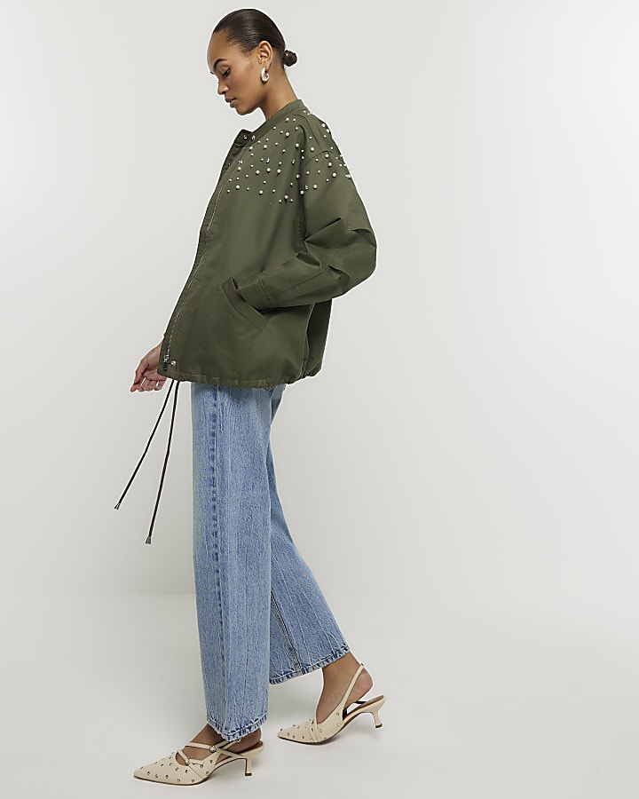 River island khaki jacket online