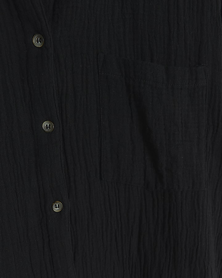 Plus black textured long sleeve shirt