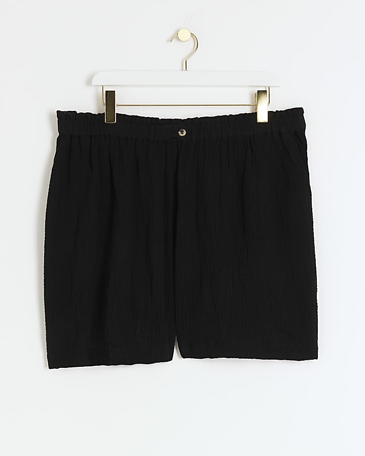 Plus black textured shorts