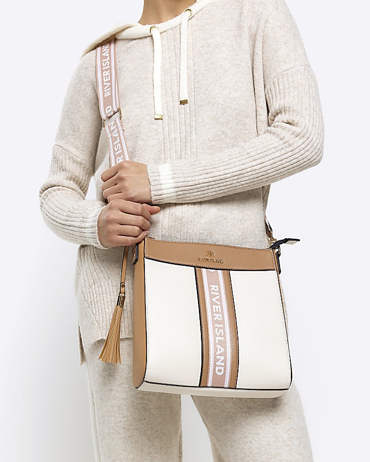 Cream webbing messenger cross body bag River Island