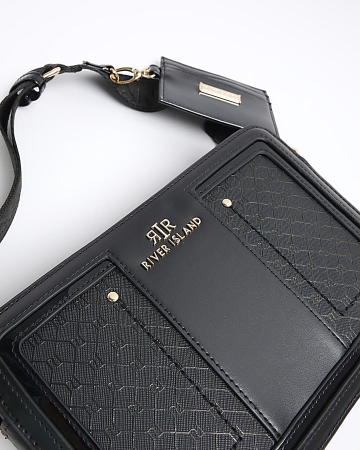 Black RI monogram boxy cross body bag