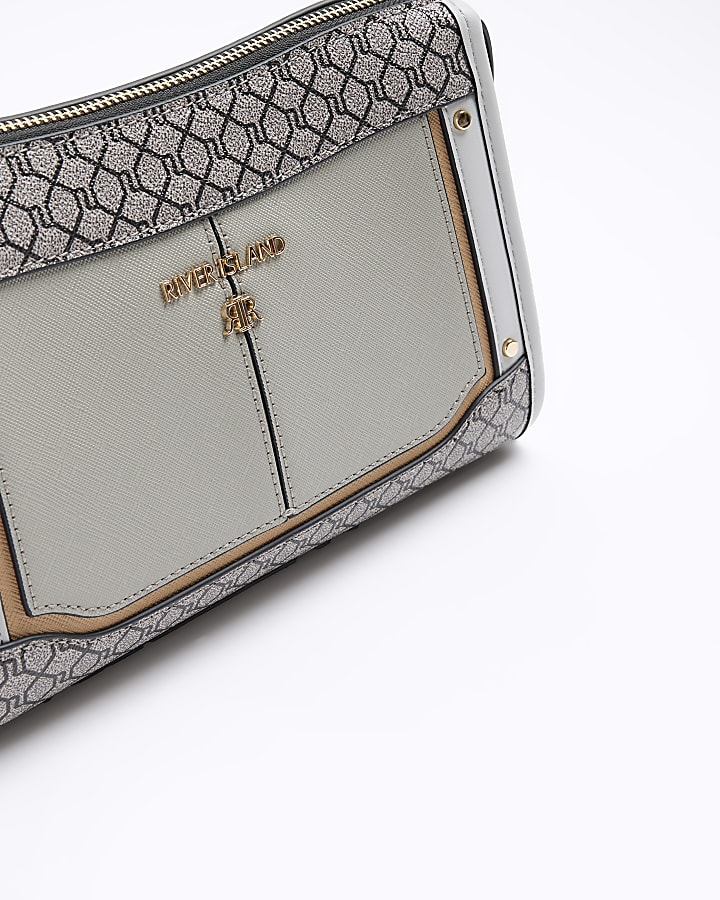 Grey RI monogram panel cross body bag