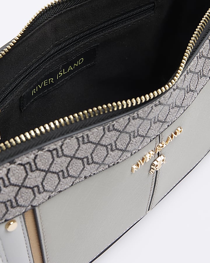 Grey RI monogram panel cross body bag