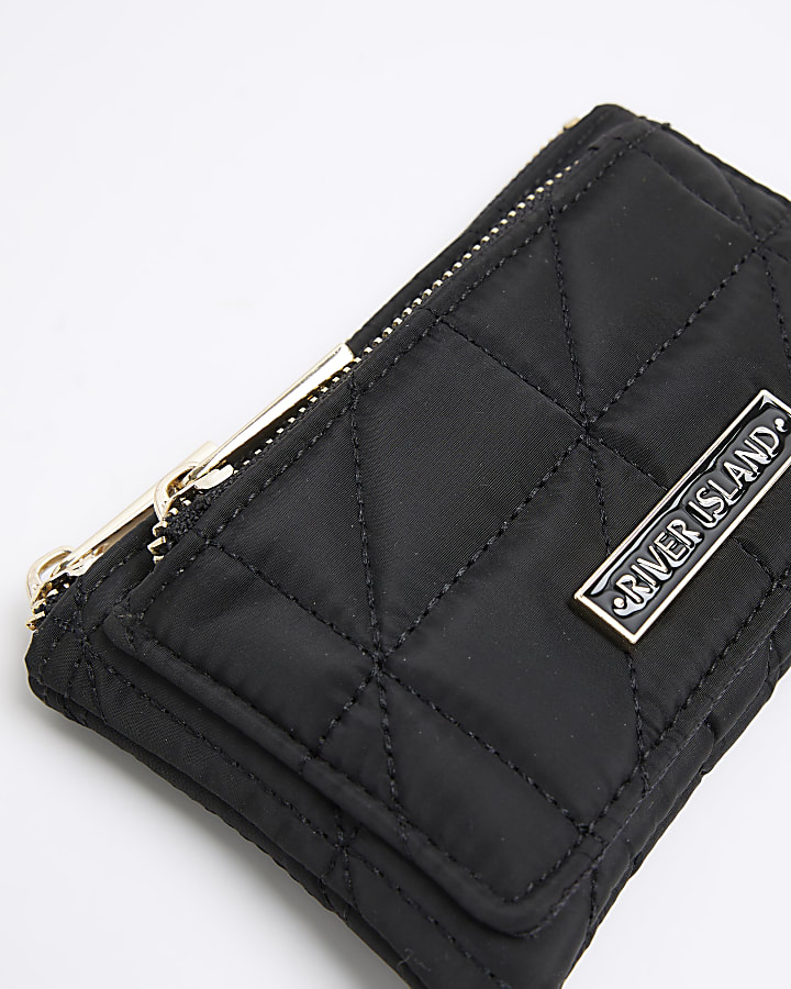 Black soft quilted pouch purse