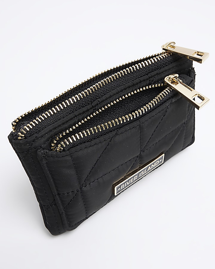 Black soft quilted pouch purse