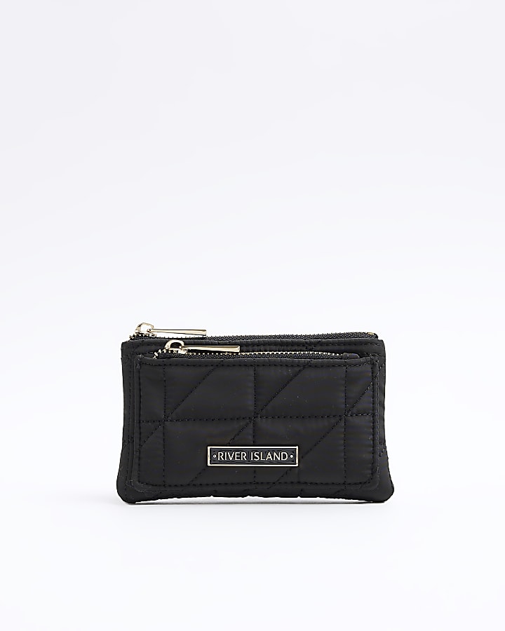 Black soft quilted pouch purse