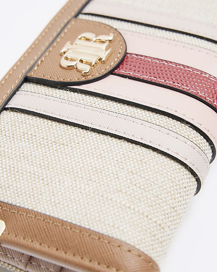 Beige stripe canvas purse