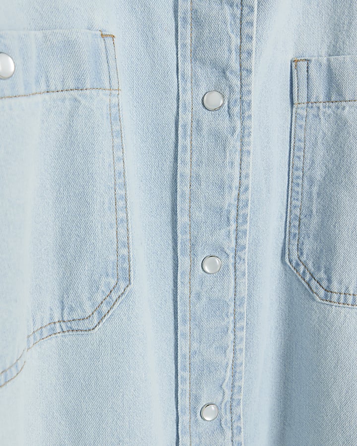 Plus blue denim oversized mini shirt dress