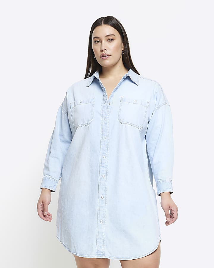 Plus denim shirt dress hotsell