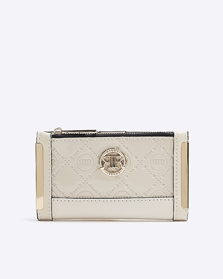 Cream embossed monogram mini purse