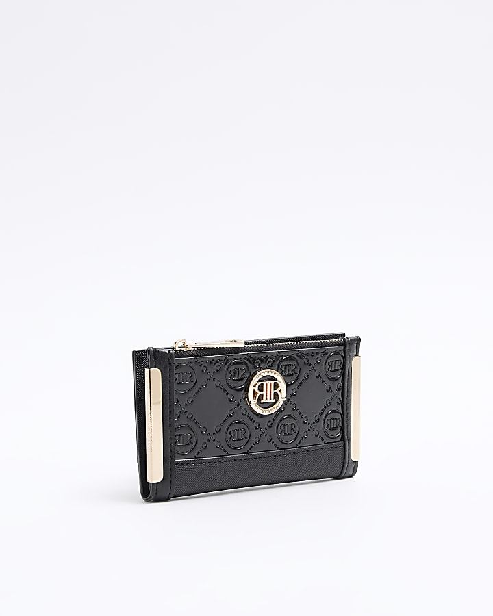 Black embossed monogram mini purse