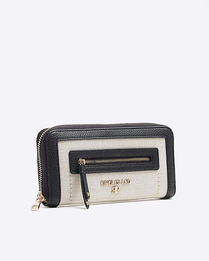 Black canvas zip pocket purse