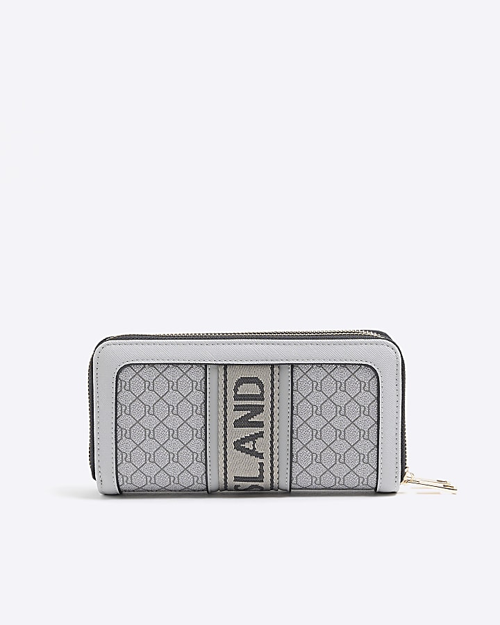 Grey RI monogram webbing purse