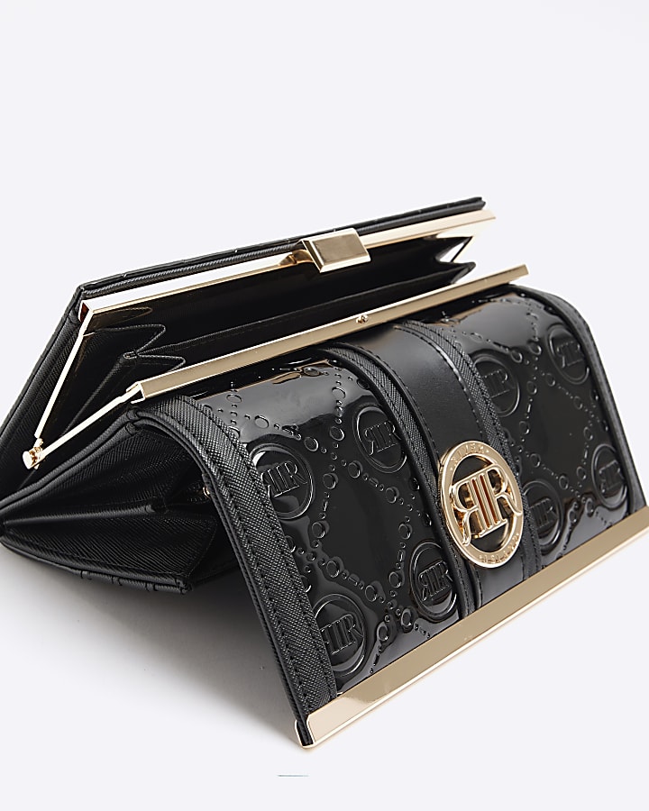 Black patent embossed purse