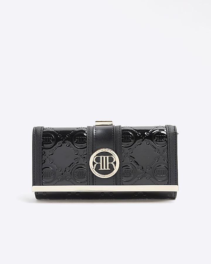 Black patent embossed purse