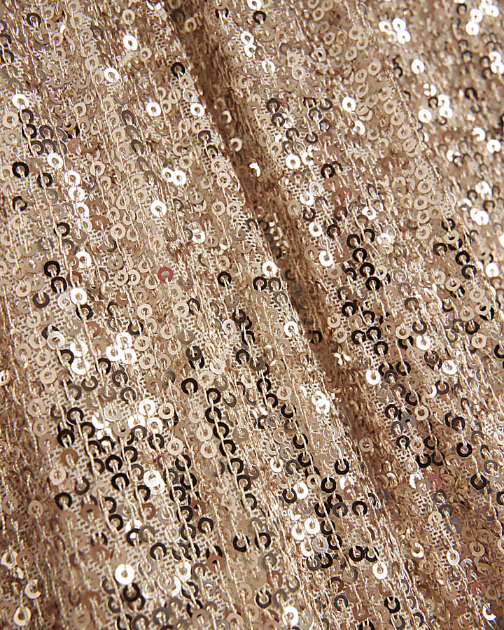 Rose gold sequin halter neck jumpsuit
