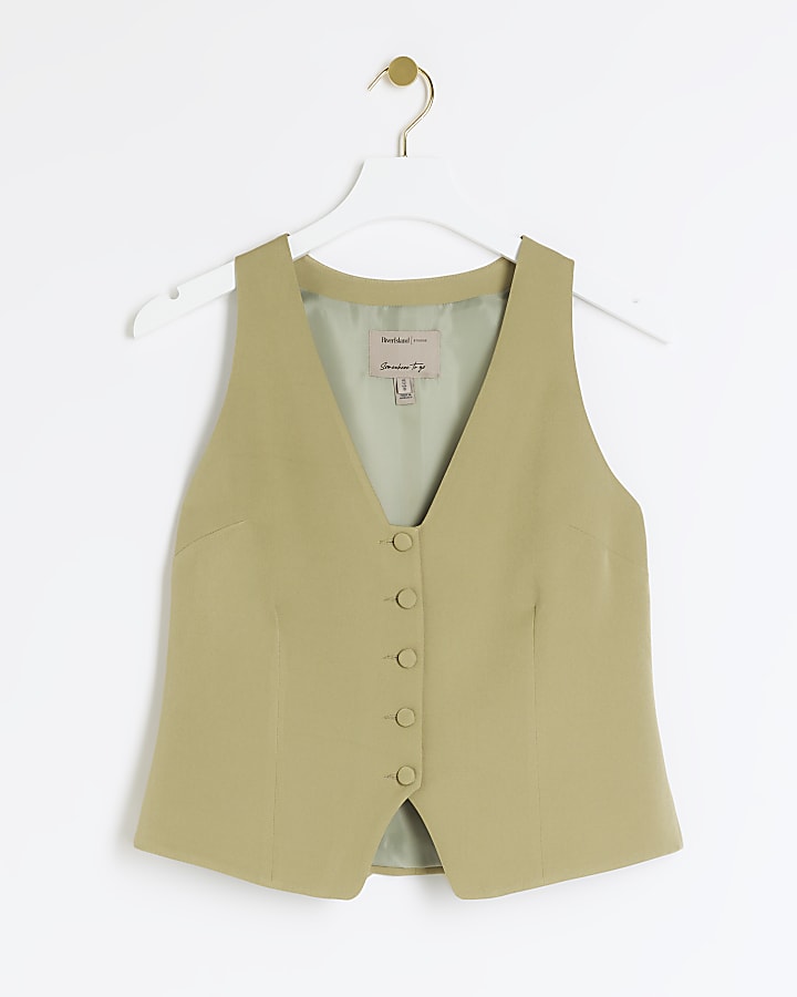 Green Button Front Waistcoat