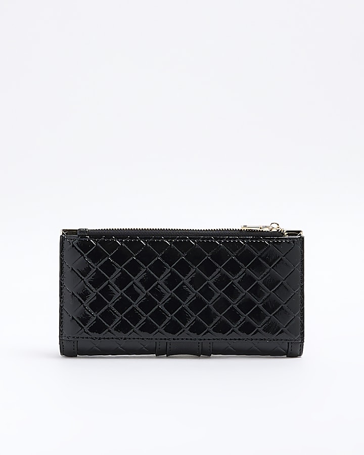 Black embossed weave purse