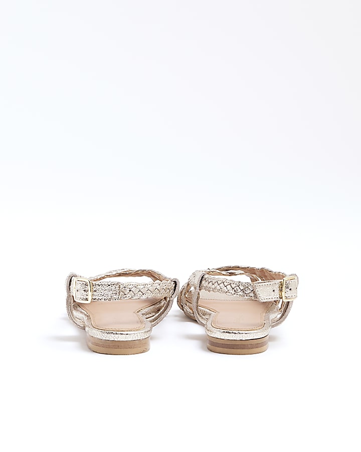 Gold leather sling back ballet pumps