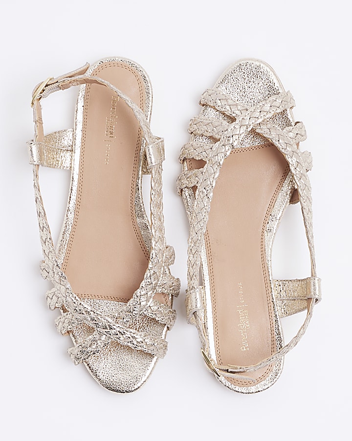 Gold leather sling back ballet pumps