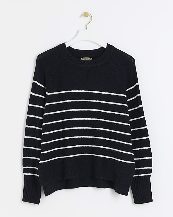 Navy knit stripe oversized jumper