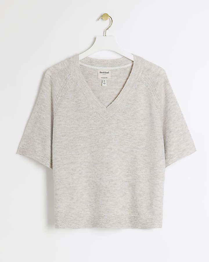 Cream knit t-shirt