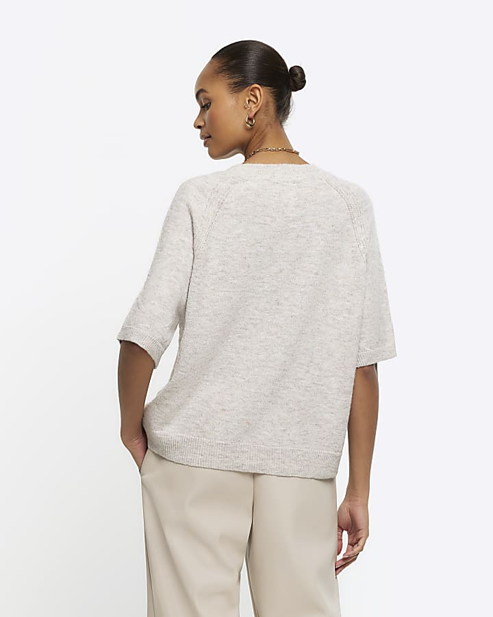 Cream knit t-shirt