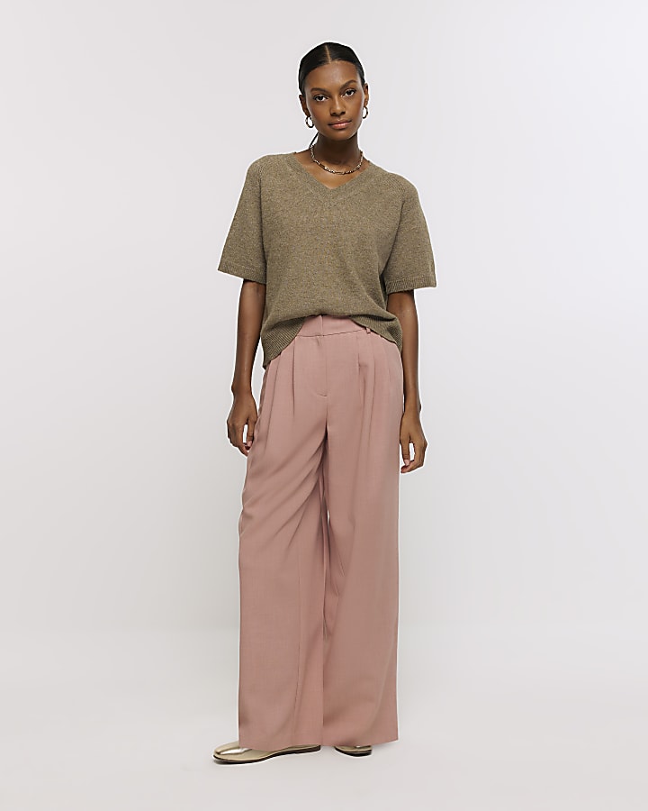 Khaki knit t-shirt