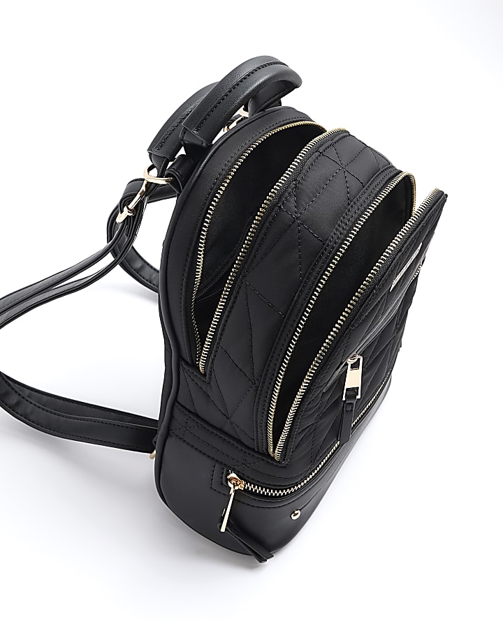 Black Quilted Zip Backpack