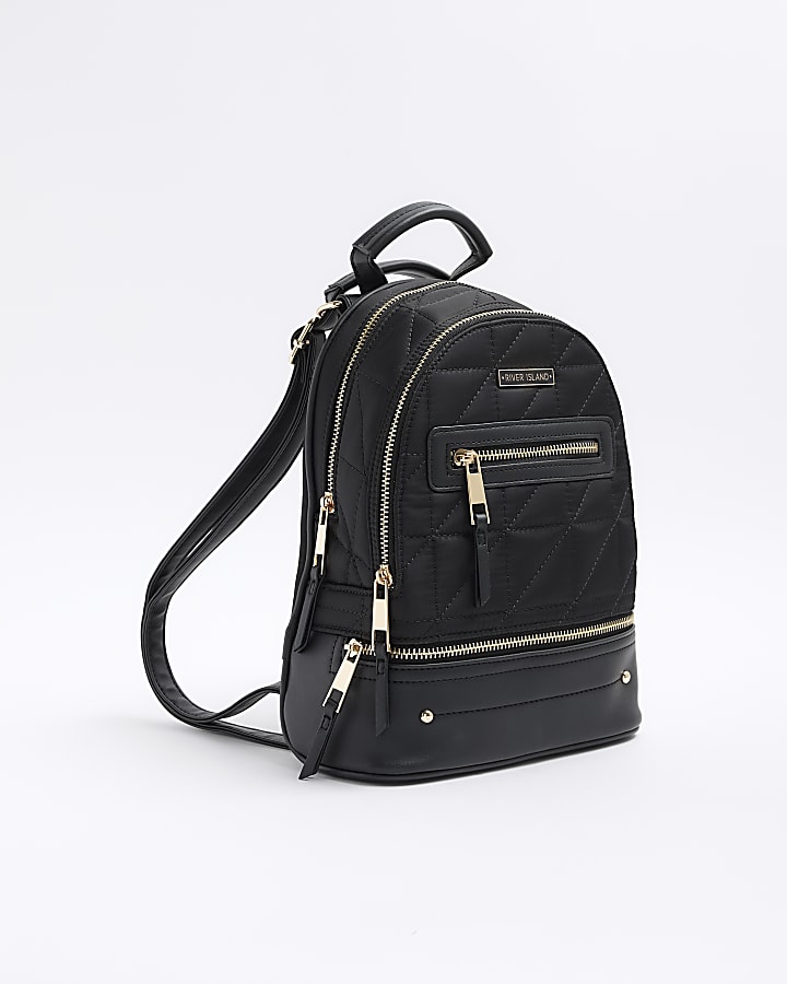 Black Quilted Zip Backpack