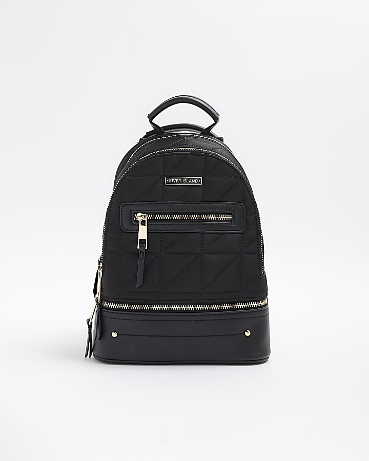Black Quilted Zip Backpack