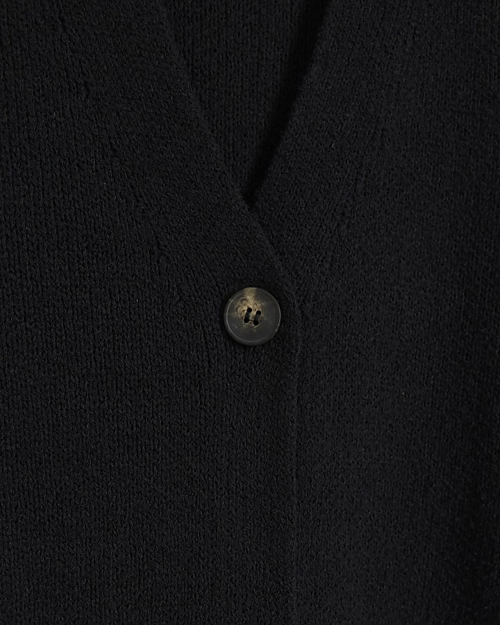 Black knit longline waistcoat
