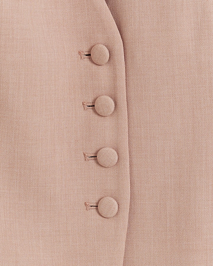 Pink button up longline waistcoat