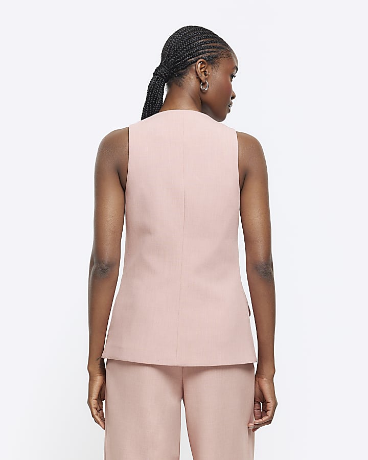 Pink button up longline waistcoat