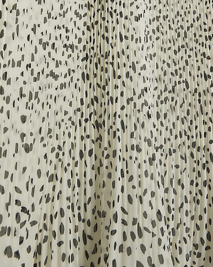 Cream plisse leopard print shift mini dress