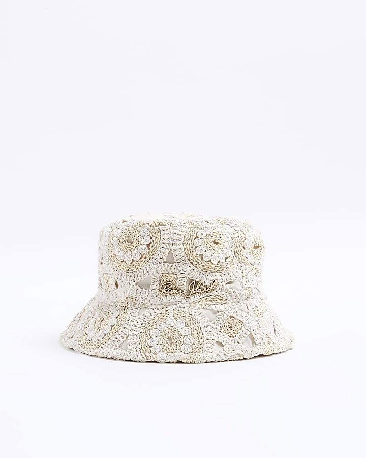 Cream crochet bucket hat