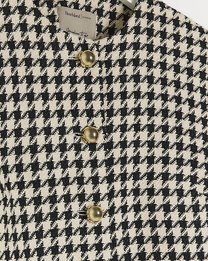 Cream Dogtooth Crop Trophy Jacket