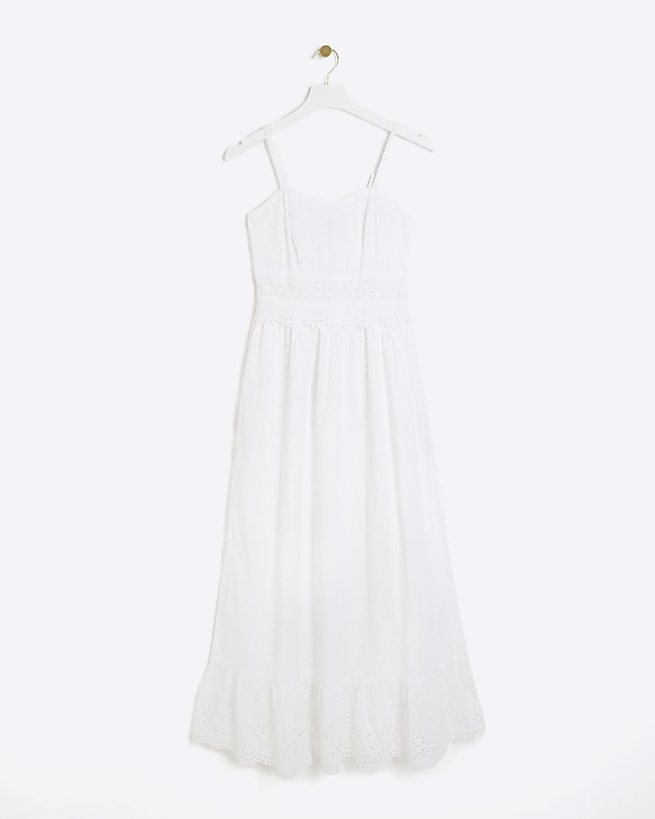 White broderie skater maxi dress