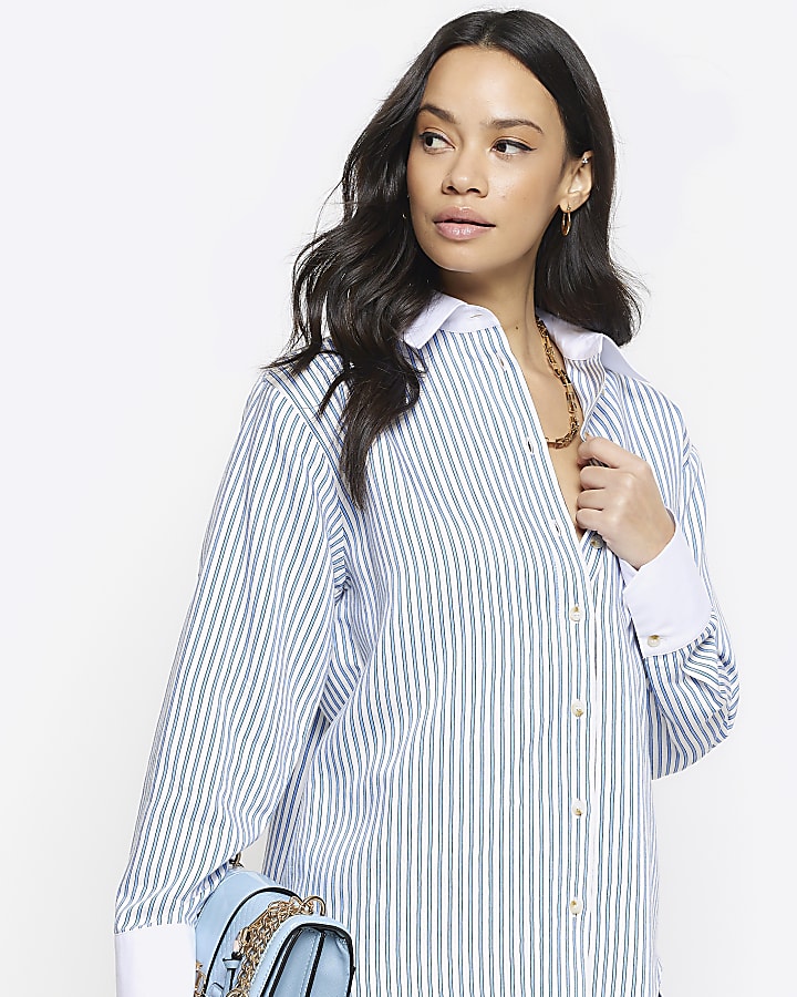 Blue oversized stripe shirt