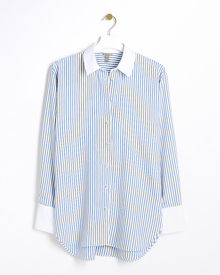 Blue oversized stripe shirt