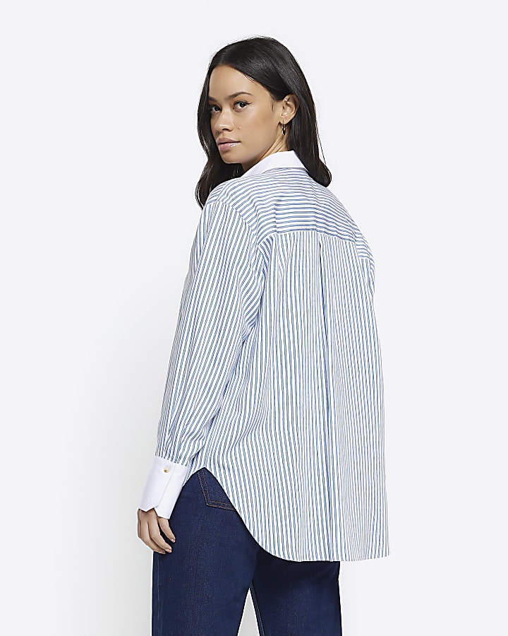Blue oversized stripe shirt
