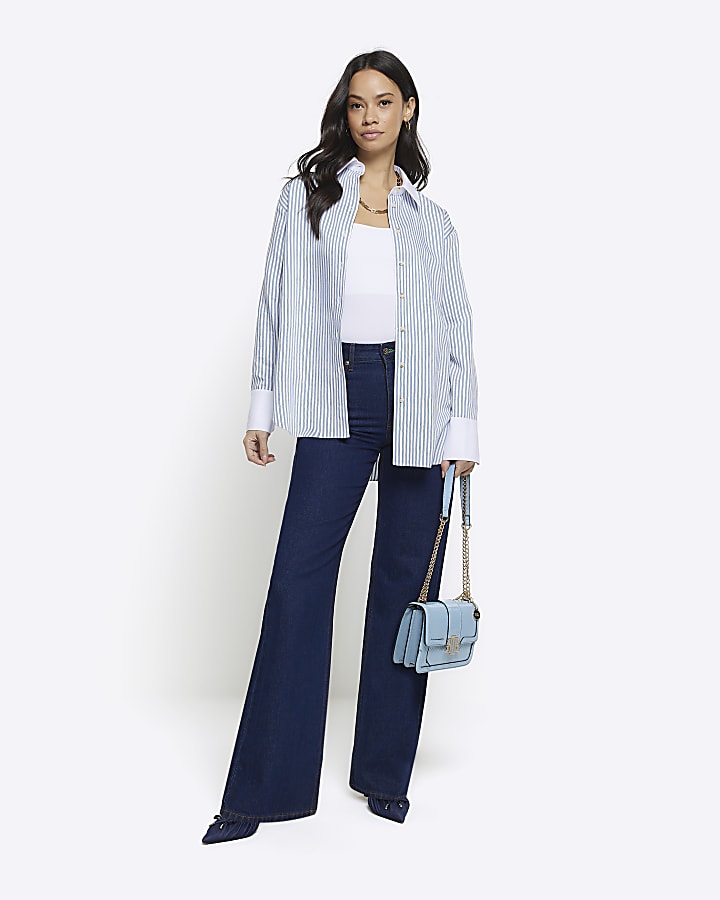 Blue oversized stripe shirt